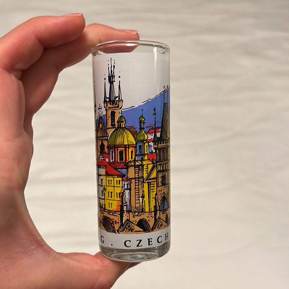 Czech Republic double shot glass - NEVER USED